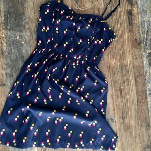 ❎SOLD❎ Light weight silky dress, small, navy+dot